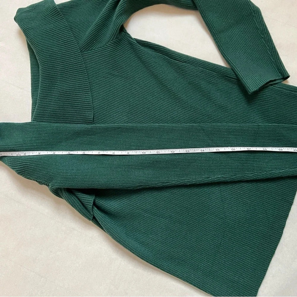 LILLUSORY Womens Rib Knit Sweaters One Shoulder Pullover Top Sweater Green Sz S - Picture 7 of 9